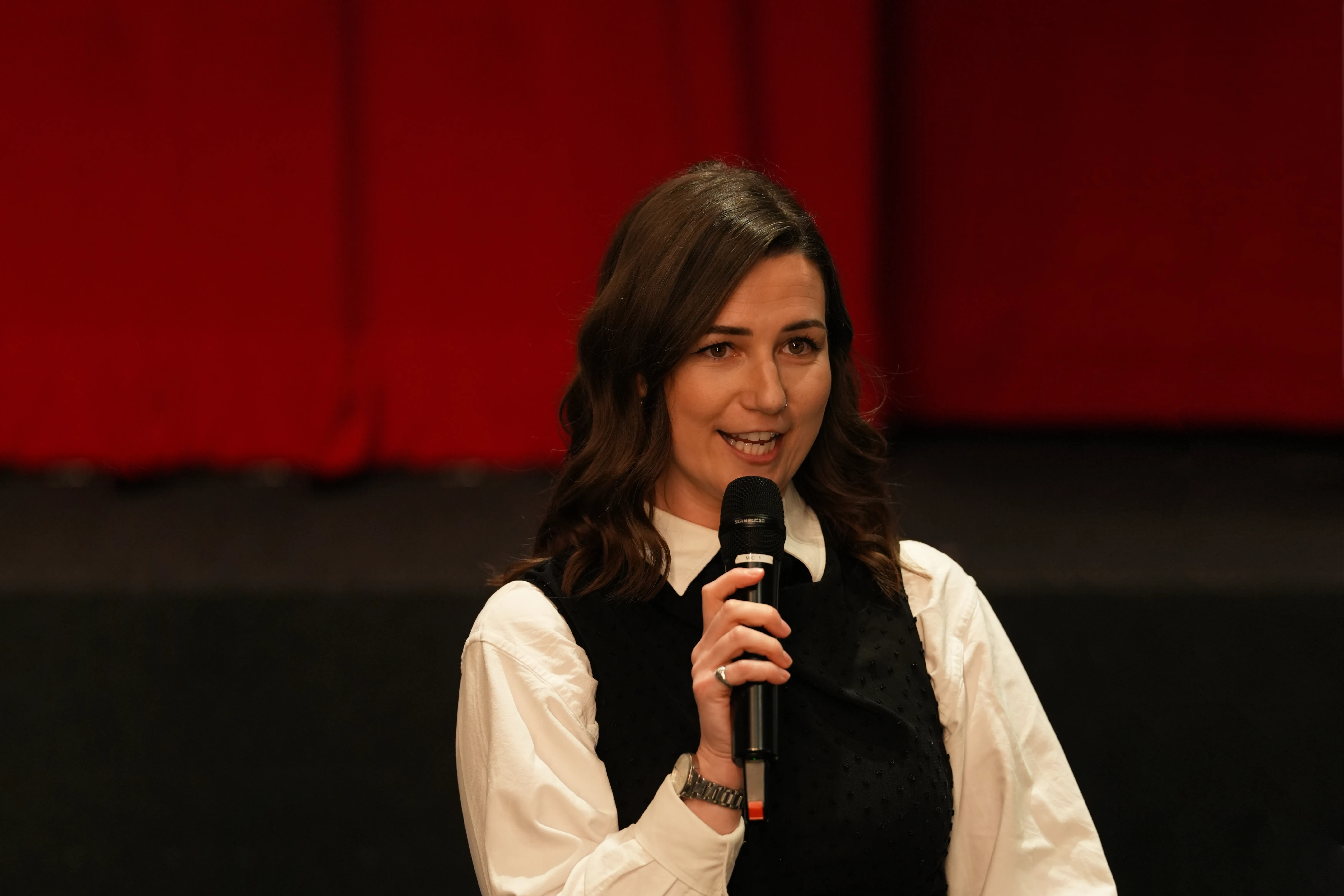 Presenter, writer and comedian Louise Bastock hosting