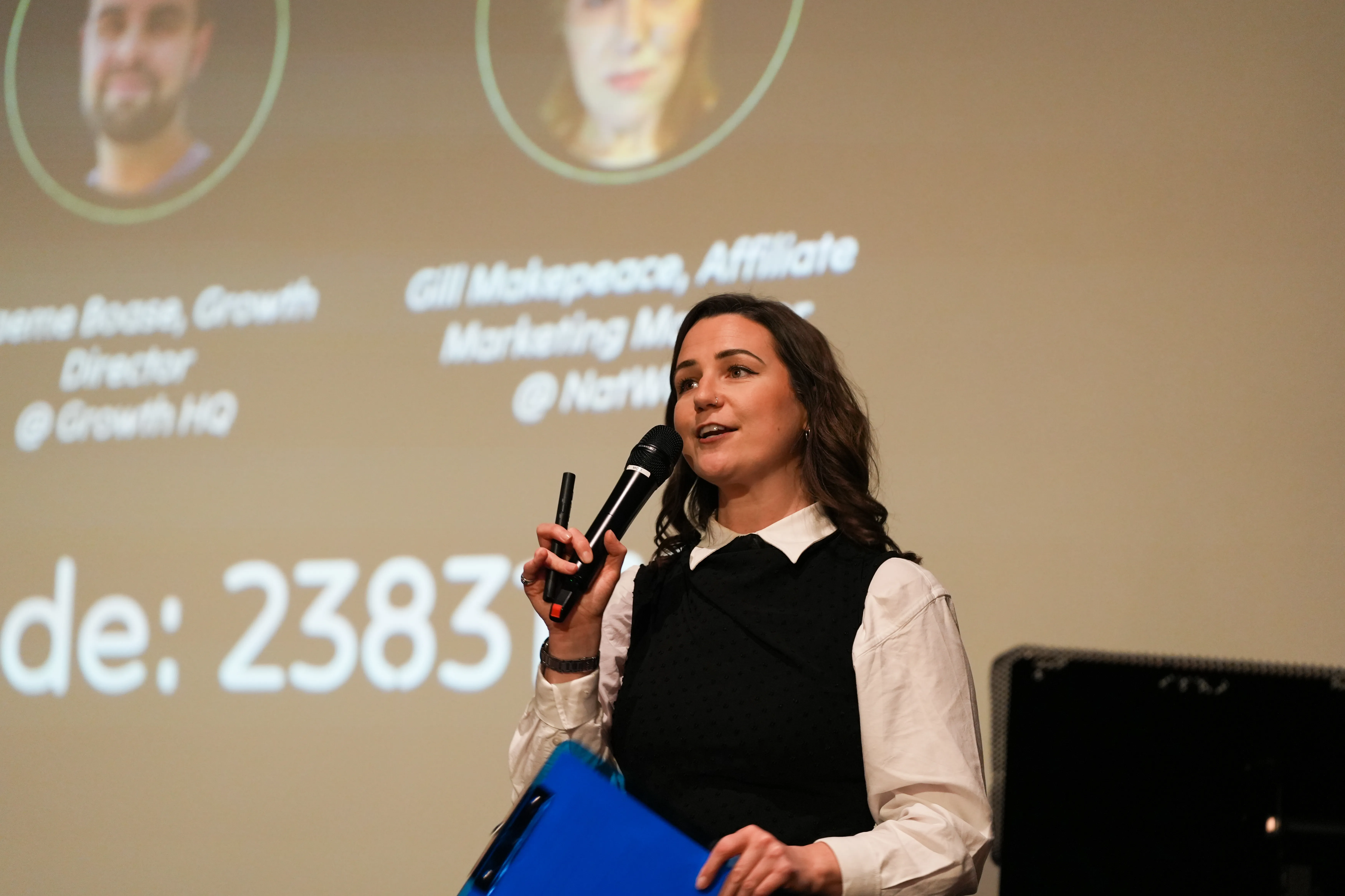 Presenter, writer and comedian Louise Bastock hosting
